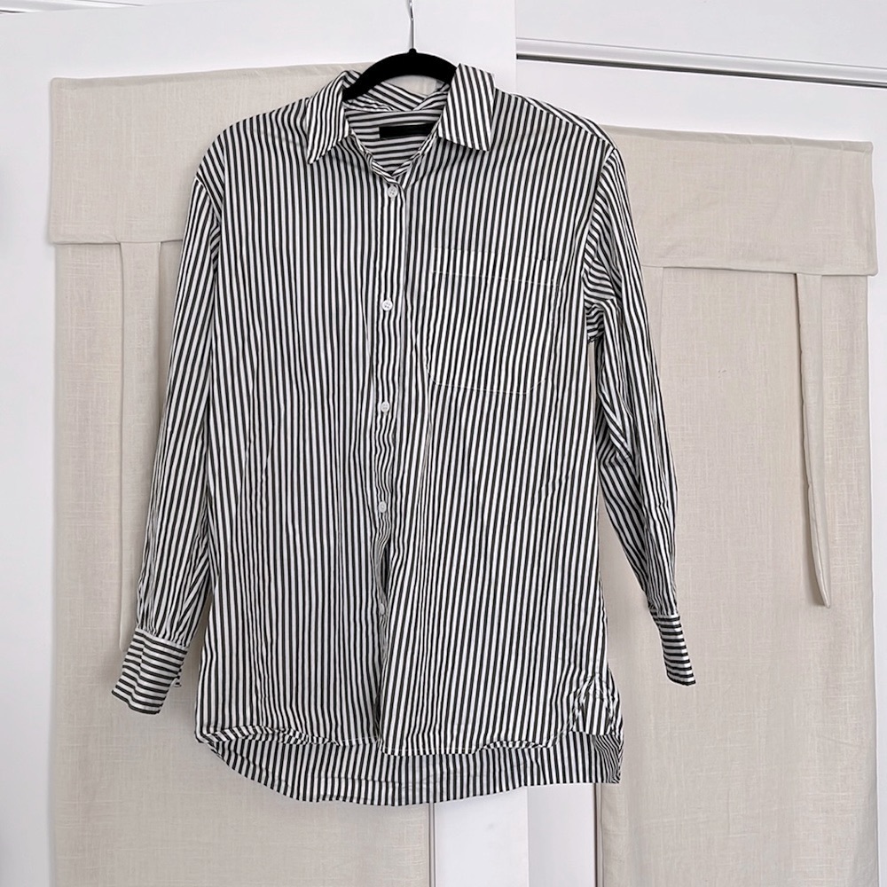 Jenny Kayne Boyfriend shirt in Moss Stripe
